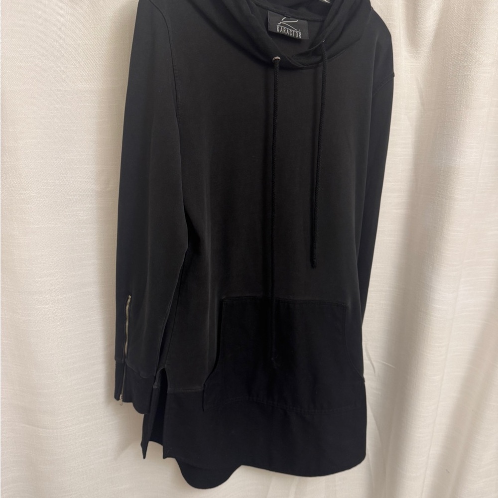 22” ptp zipper cuffs, Black Hooded Women's Top - Picture 6 of 11